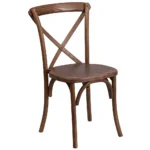 Brown cross-back chair for wedding ceremony and reception seating